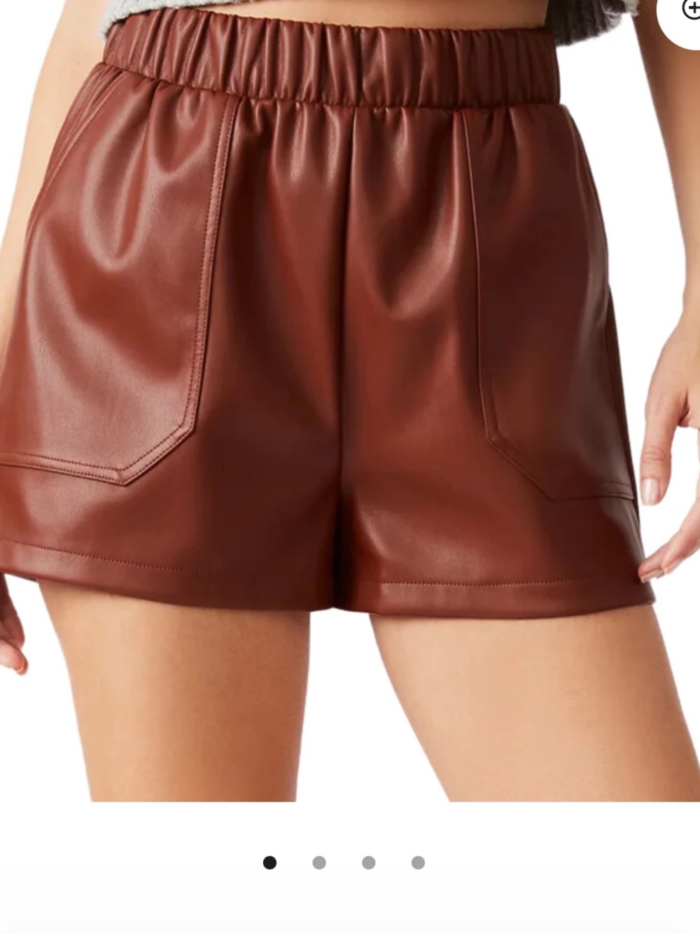 Steve Madden Faux Leather Cargo Shorts in Chestnut Brown